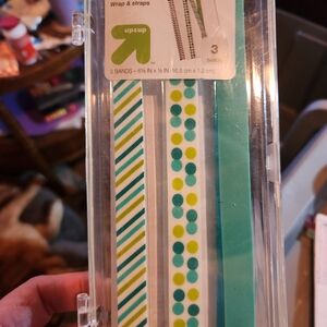 Striped and Dotted Binder Bands - Green and Blue